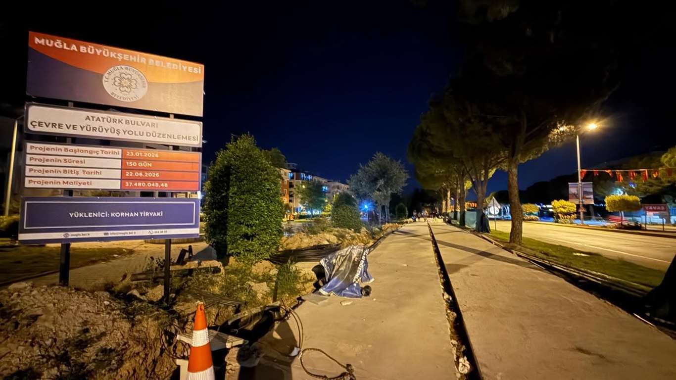 Menteşe Atatürk Bulvarı'ndaki projede süre doldu, çalışmalar bitmedi haberi