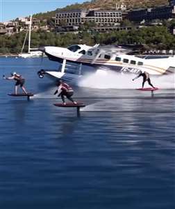 Bodrum’da 28 sporcu deniz üstünde uçakla yarıştı haberi