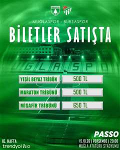 Muğlaspor-Bursaspor maçının biletleri satışta haberi