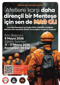 Afetlere karşı dirençli bir Menteşe için gönüllü eğitimi başlıyor haberi