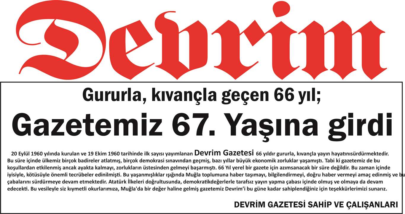 Gazetemiz 67.Yaşına girdi haberi