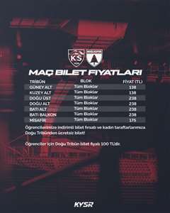 Kayserispor-Muğlaspor maçının bilet fiyatları belli oldu haberi
