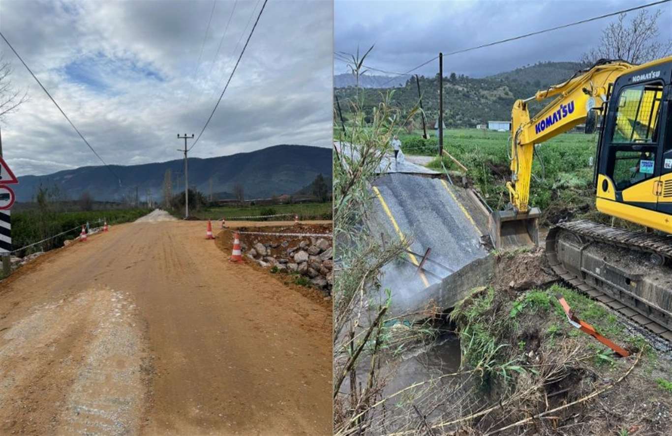 Çöken köprü 24 saatte trafiğe açıldı haberi