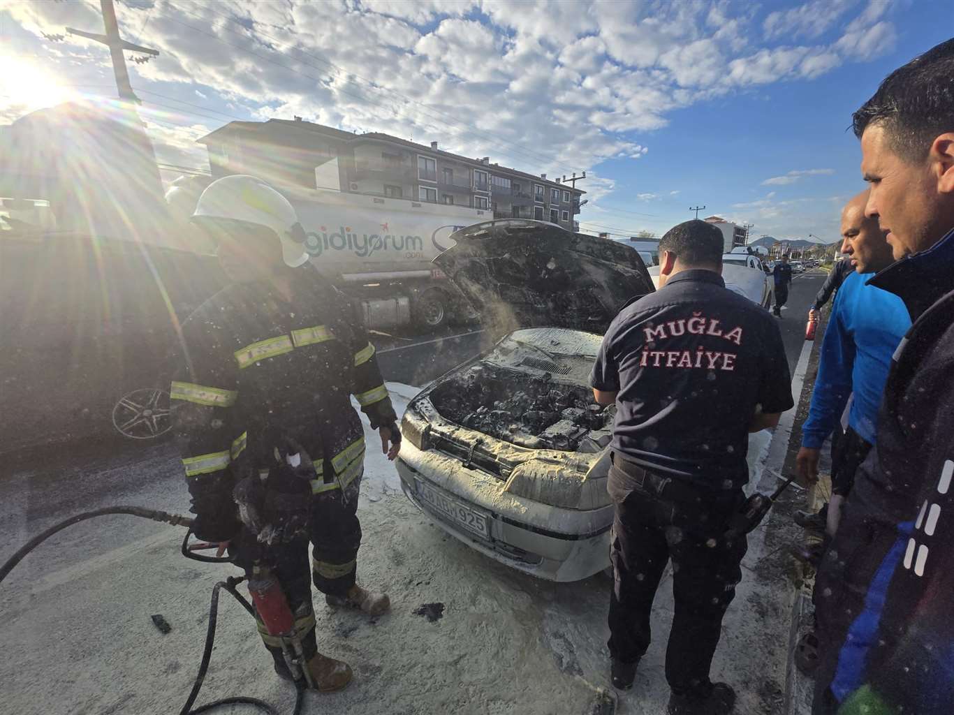 Ortaca'da araç yangını haberi