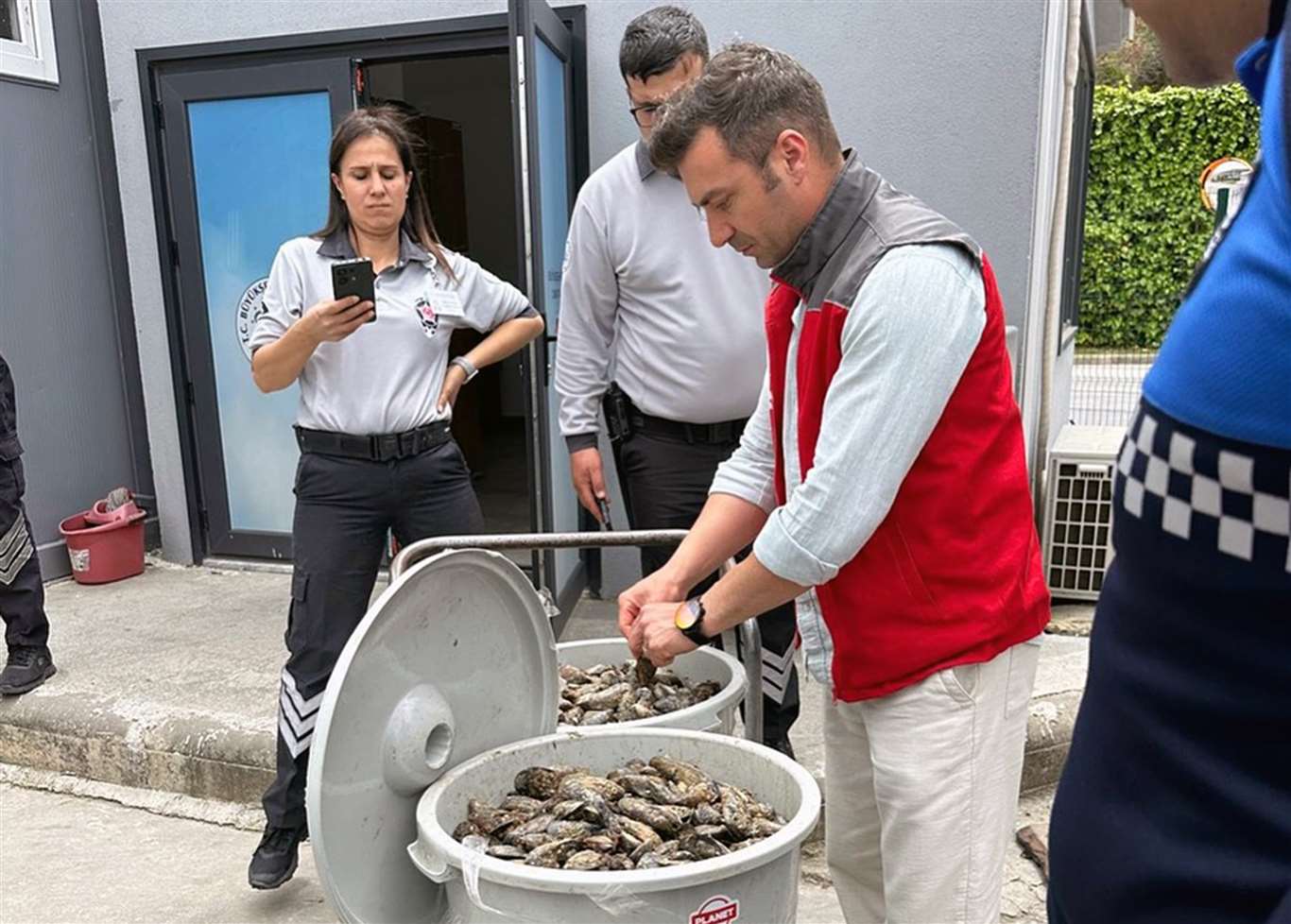  Otobüsün bagajında çöp kovasında taşınan 100 kilo midyeye el konuldu haberi