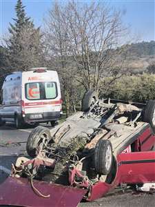    Takla atan aracın sürücü yaralandı haberi