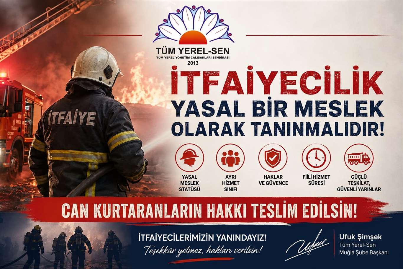 Tüm Yerel-Sen’den itfaiyecilerin meslek statüsü için çağrı haberi